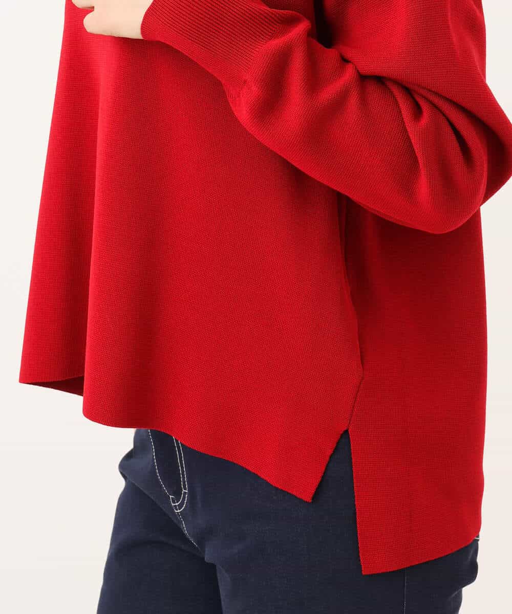 FKFAG42160 MK MICHEL KLEIN(MK ミッシェルクラン) [洗える]衿付きラガーニット レッド