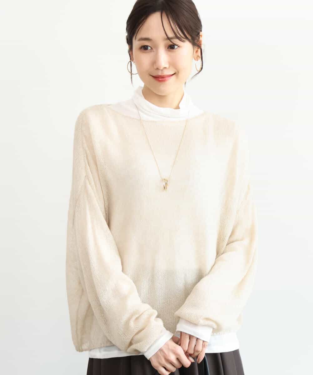 FKFAG44160 MK MICHEL KLEIN(MK ミッシェルクラン) [洗える]モヘアメッシュニット ライトブルー