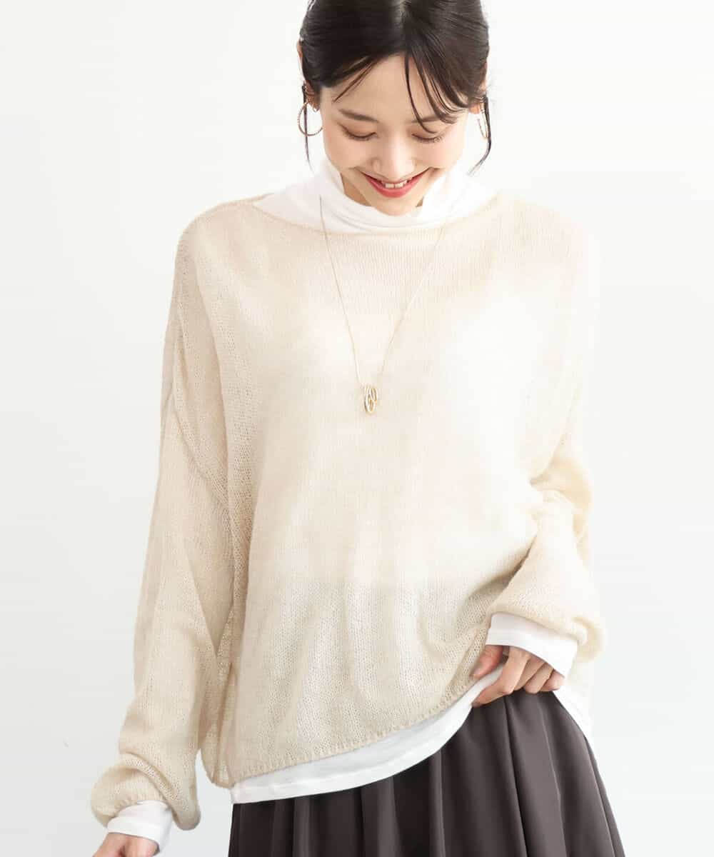 FKFAG44160 MK MICHEL KLEIN(MK ミッシェルクラン) [洗える]モヘアメッシュニット ライトブルー