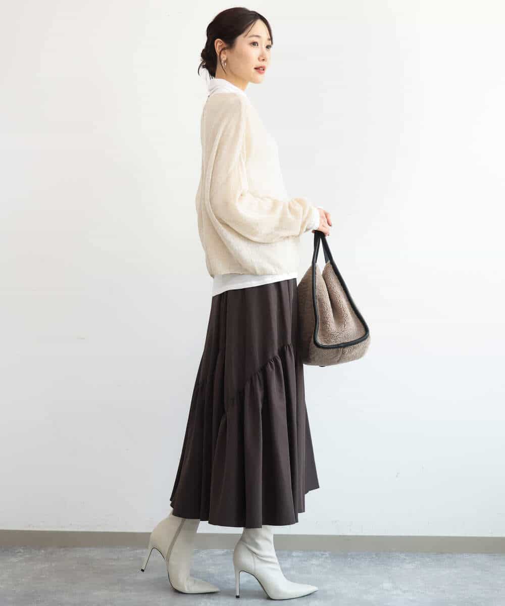 FKFAG44160 MK MICHEL KLEIN(MK ミッシェルクラン) [洗える]モヘアメッシュニット ライトブルー