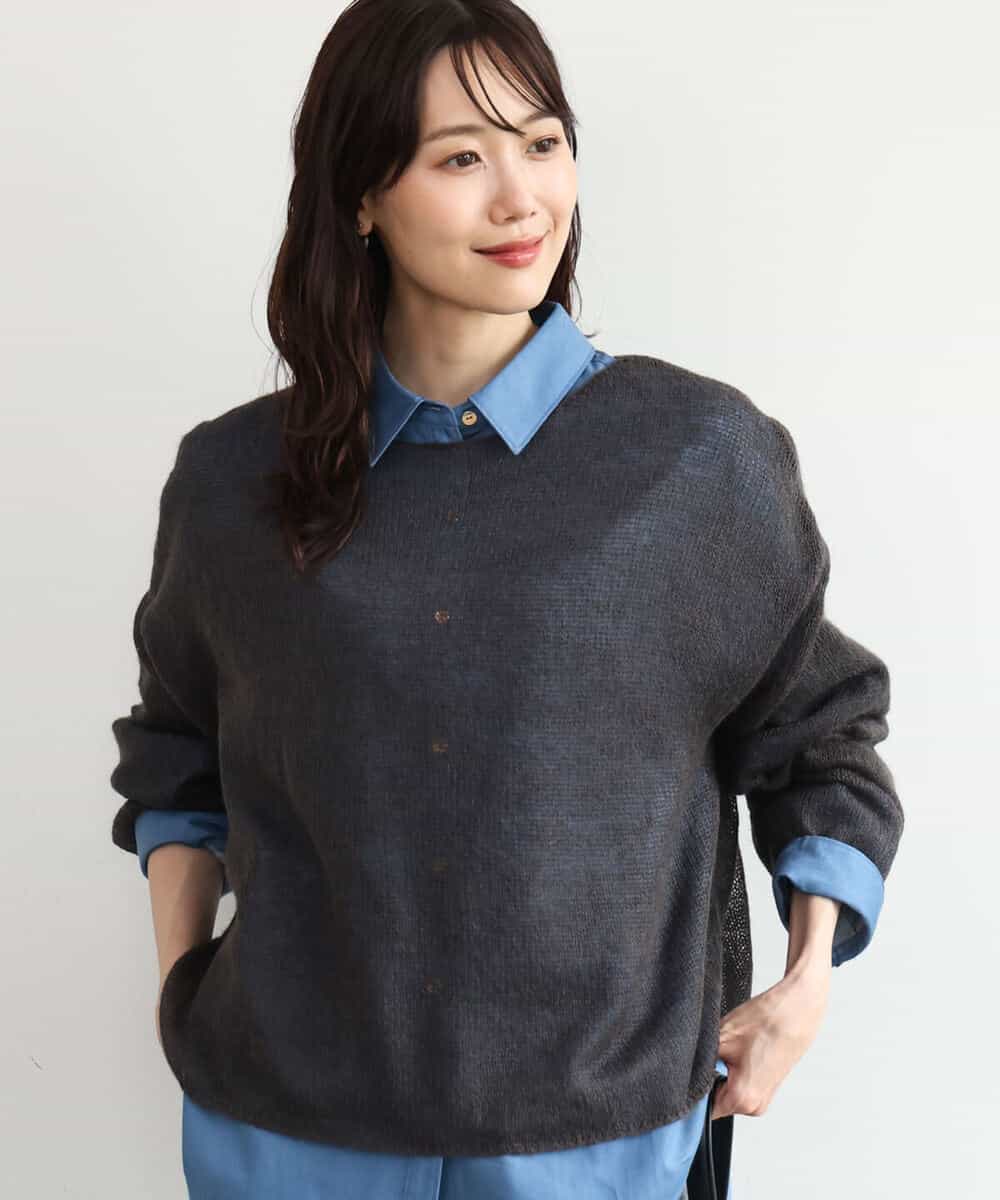 FKFAG44160 MK MICHEL KLEIN(MK ミッシェルクラン) [洗える]モヘアメッシュニット ライトブルー