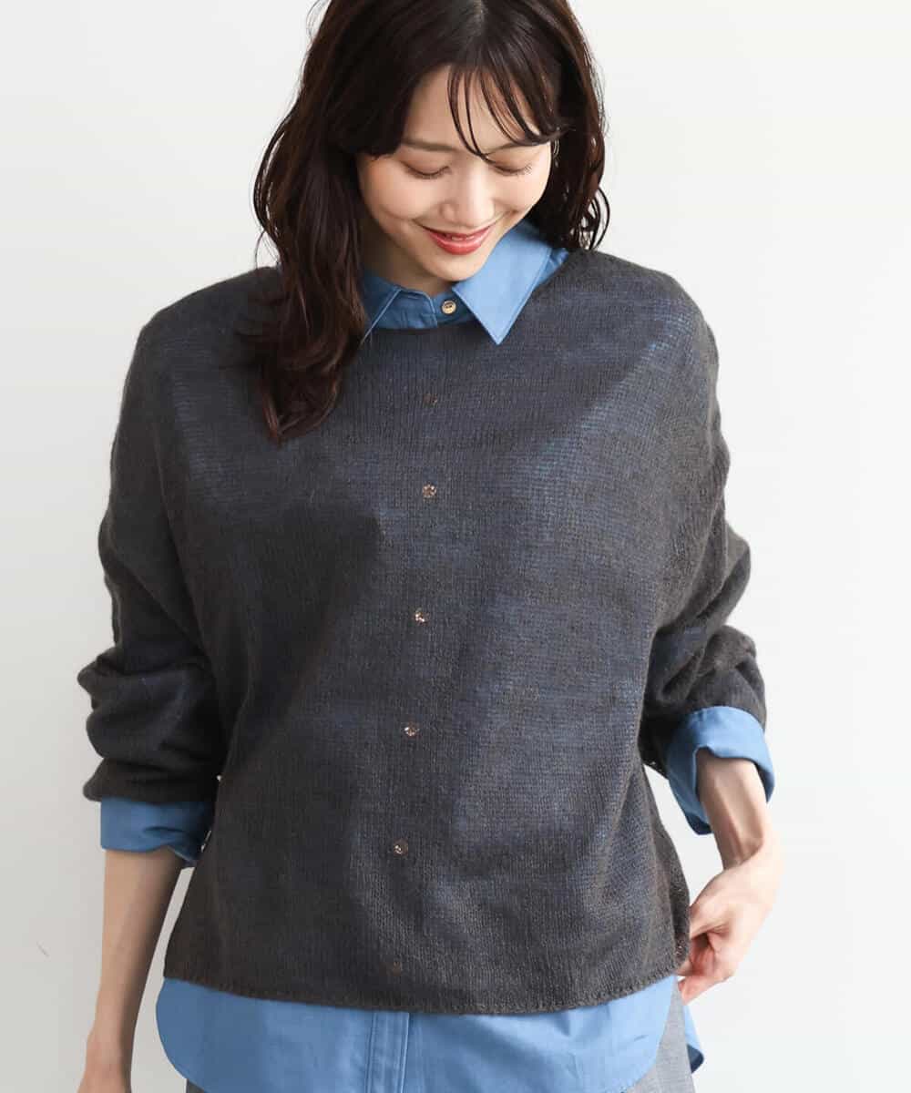FKFAG44160 MK MICHEL KLEIN(MK ミッシェルクラン) [洗える]モヘアメッシュニット ライトブルー