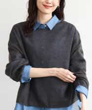 FKFAG44160 MK MICHEL KLEIN(MK ミッシェルクラン) [洗える]モヘアメッシュニット ライトブルー