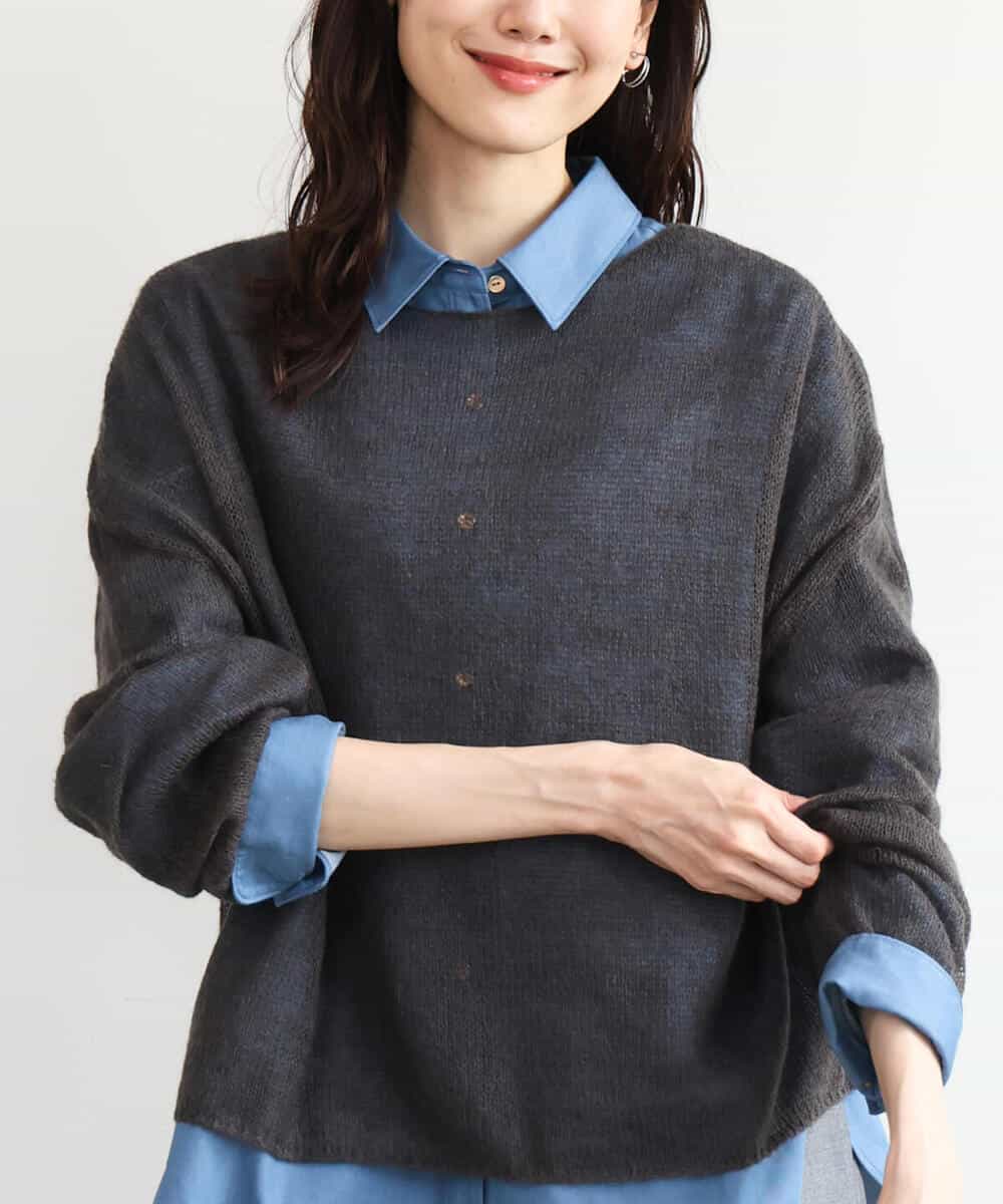 FKFAG44160 MK MICHEL KLEIN(MK ミッシェルクラン) [洗える]モヘアメッシュニット ライトブルー