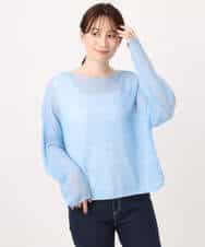 FKFAG44160 MK MICHEL KLEIN(MK ミッシェルクラン) [洗える]モヘアメッシュニット ライトブルー