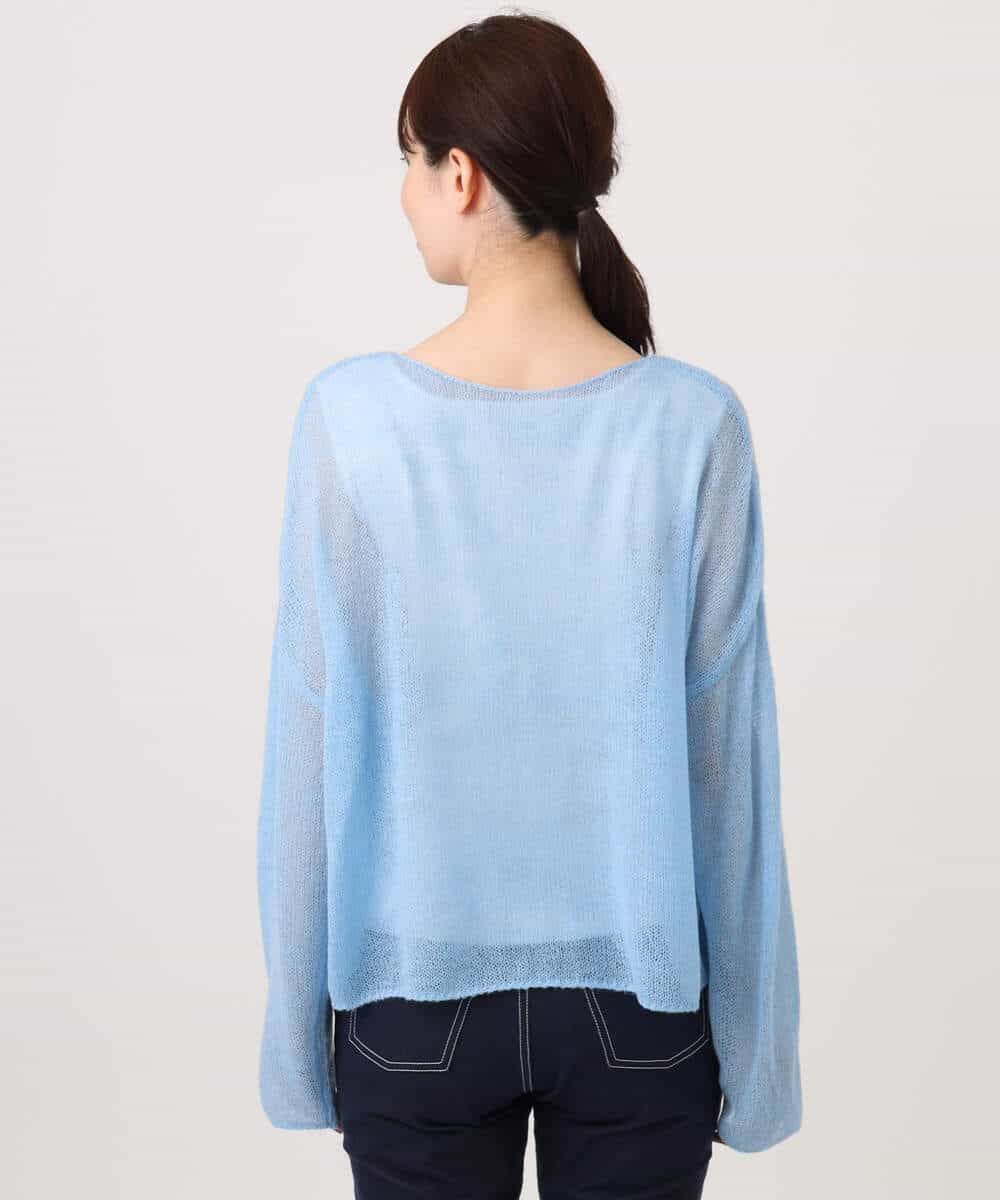 FKFAG44160 MK MICHEL KLEIN(MK ミッシェルクラン) [洗える]モヘアメッシュニット ライトブルー