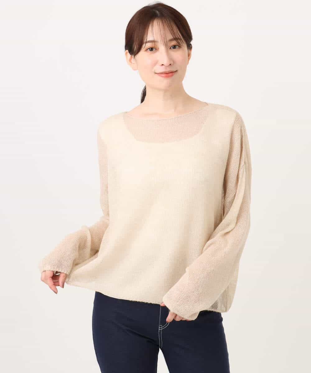 FKFAG44160 MK MICHEL KLEIN(MK ミッシェルクラン) [洗える]モヘアメッシュニット ライトブルー
