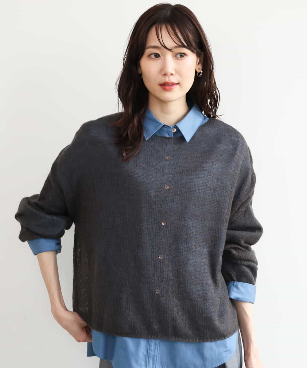 FKFAG44160 MK MICHEL KLEIN(MK ミッシェルクラン) [洗える]モヘアメッシュニット グレー