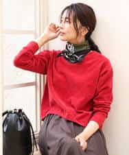 FKFAG45120 MK MICHEL KLEIN(MK ミッシェルクラン) [洗える]モールヤーンボートネックニット レッド