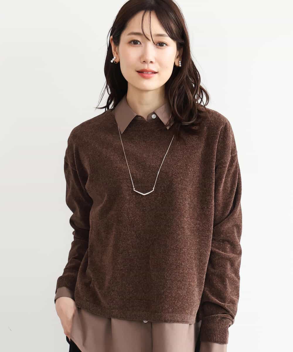 FKFAG45120 MK MICHEL KLEIN(MK ミッシェルクラン) [洗える]モールヤーンボートネックニット レッド