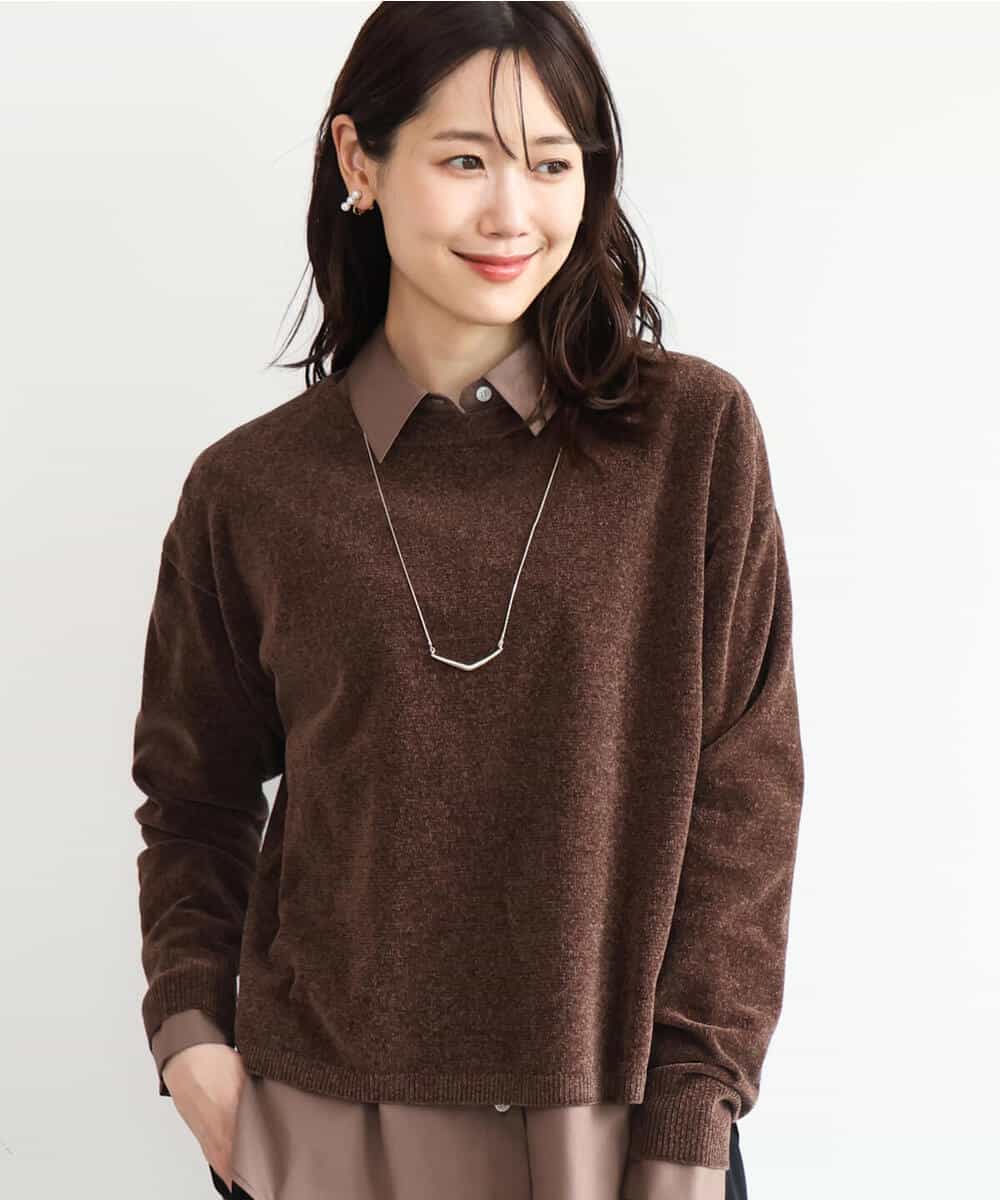 FKFAG45120 MK MICHEL KLEIN(MK ミッシェルクラン) [洗える]モールヤーンボートネックニット レッド