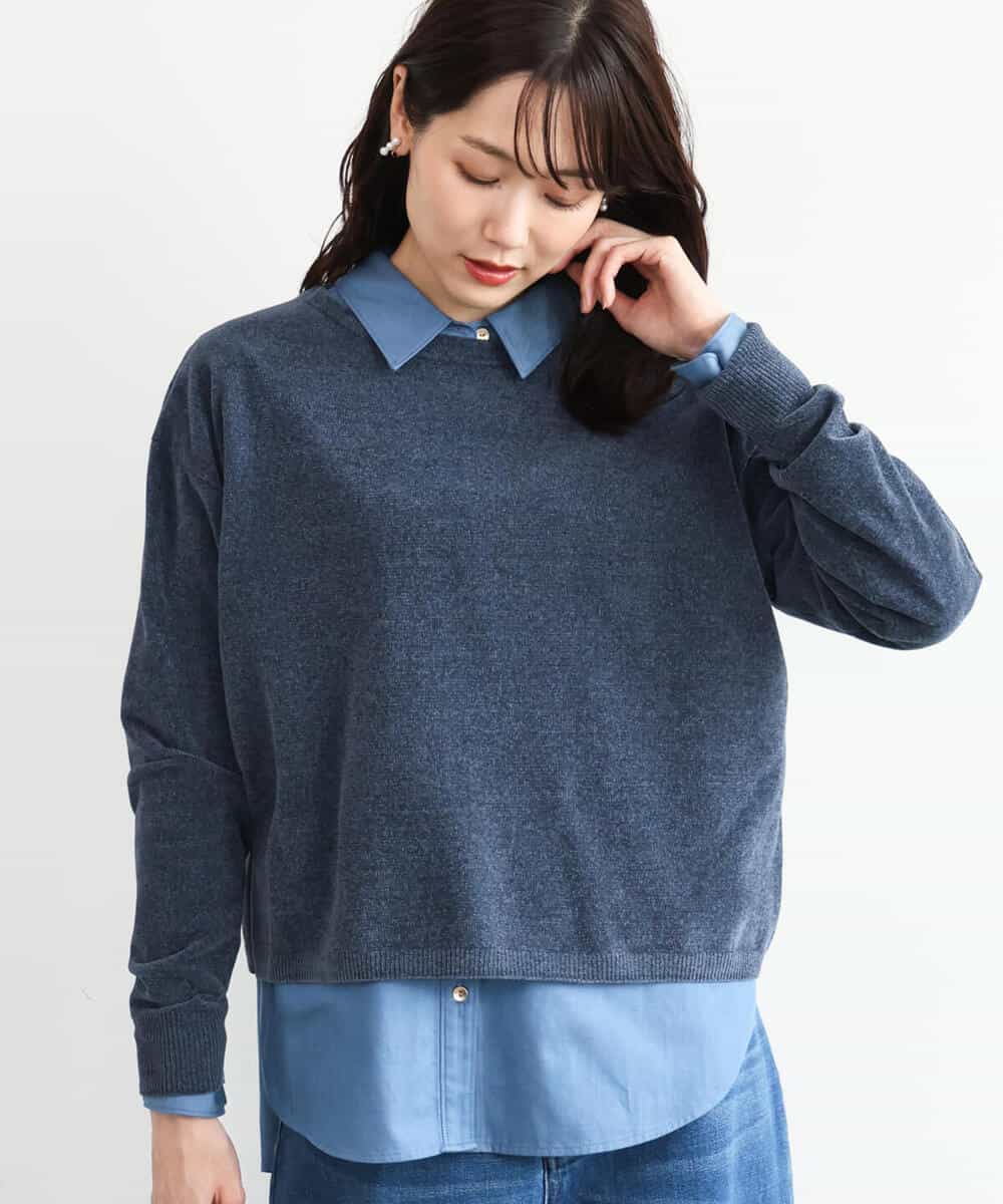 FKFAG45120 MK MICHEL KLEIN(MK ミッシェルクラン) [洗える]モールヤーンボートネックニット レッド