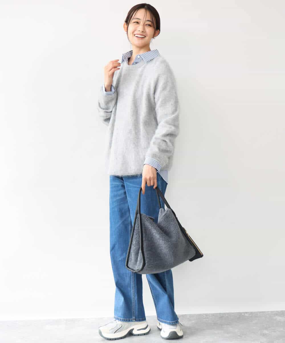 FKFAG50230 MK MICHEL KLEIN(MK ミッシェルクラン) ブラッシュウール プルオーバーニット グレー