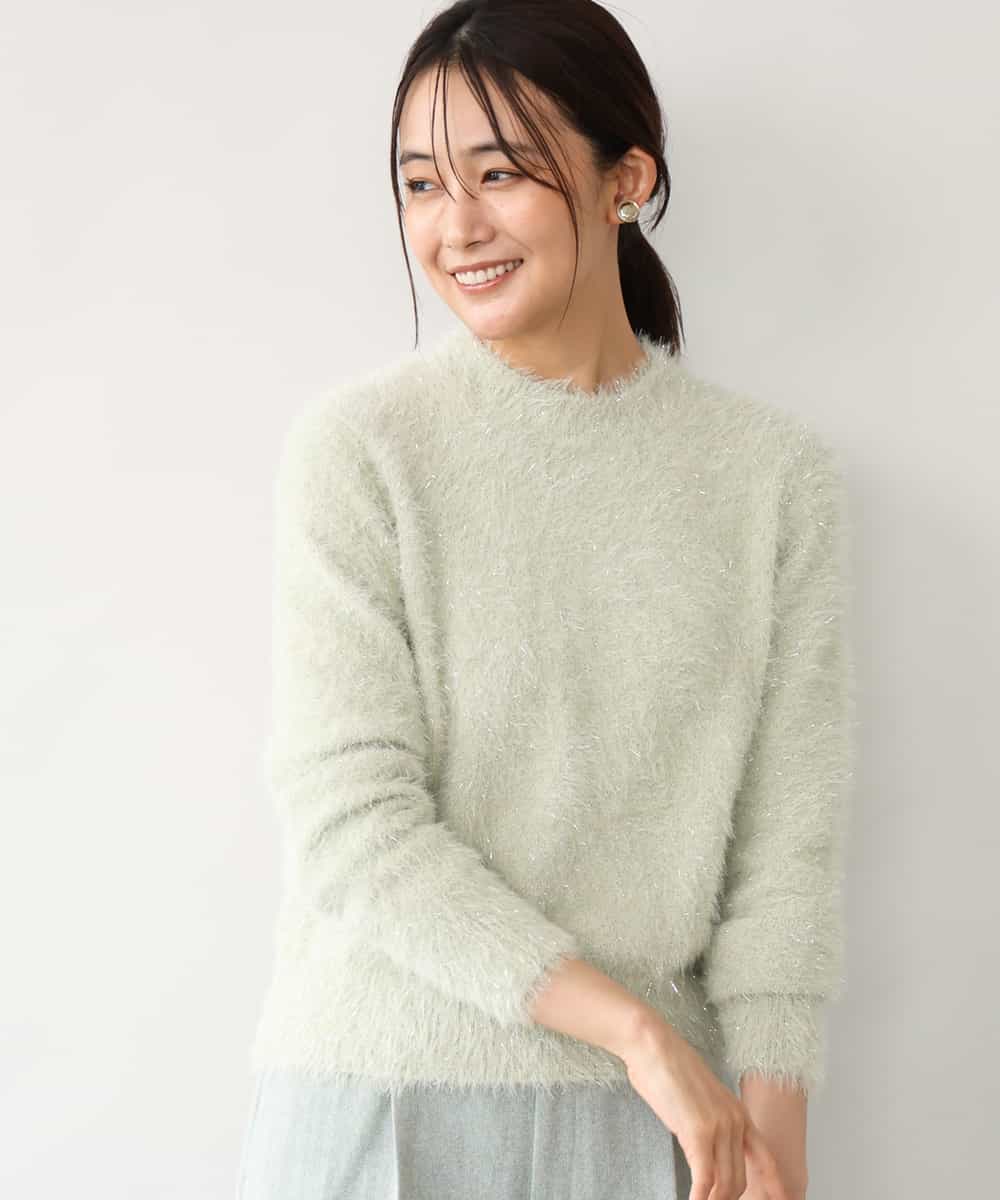 FKFAG51150 MK MICHEL KLEIN(MK ミッシェルクラン) [洗える]キラキラシャギーニット ライトグリーン