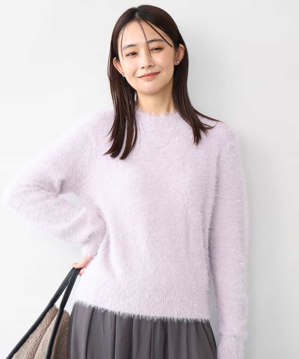 FKFAG51150 MK MICHEL KLEIN(MK ミッシェルクラン) [洗える]キラキラシャギーニット ライトグレー