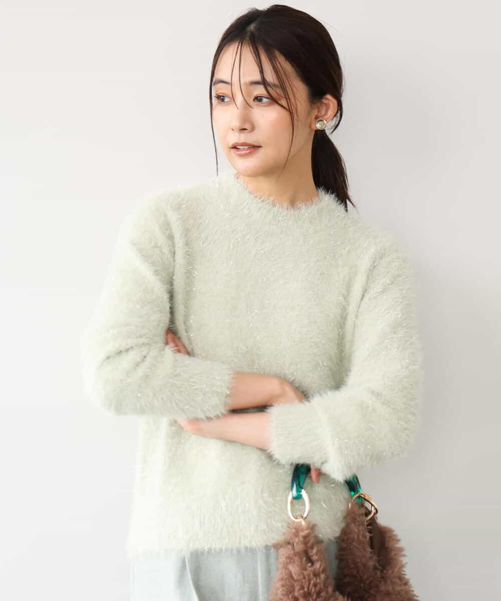 FKFAG51150 MK MICHEL KLEIN(MK ミッシェルクラン) [洗える]キラキラシャギーニット ライトグレー