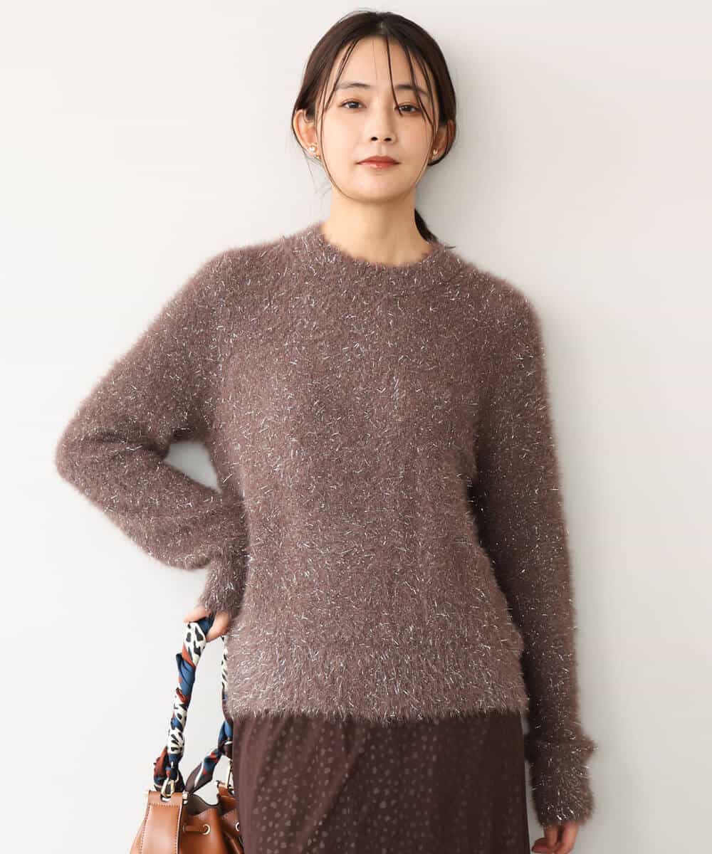 FKFAG51150 MK MICHEL KLEIN(MK ミッシェルクラン) [洗える]キラキラシャギーニット ライトグレー