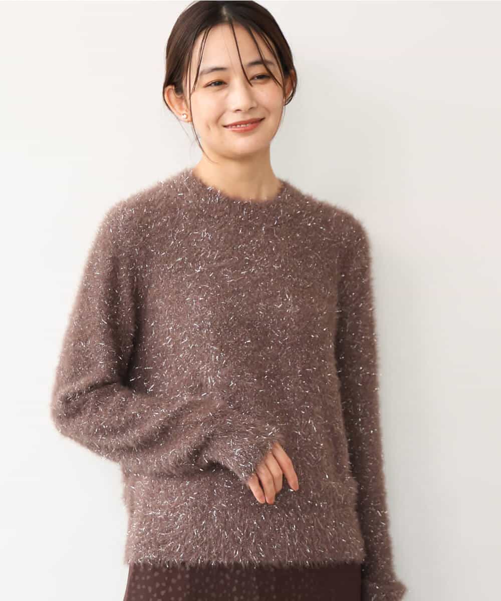 FKFAG51150 MK MICHEL KLEIN(MK ミッシェルクラン) [洗える]キラキラシャギーニット ライトグレー