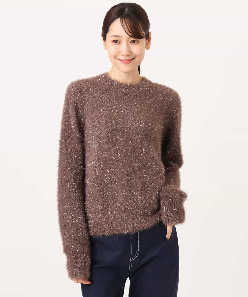 FKFAG51150 MK MICHEL KLEIN(MK ミッシェルクラン) [洗える]キラキラシャギーニット ライトグレー