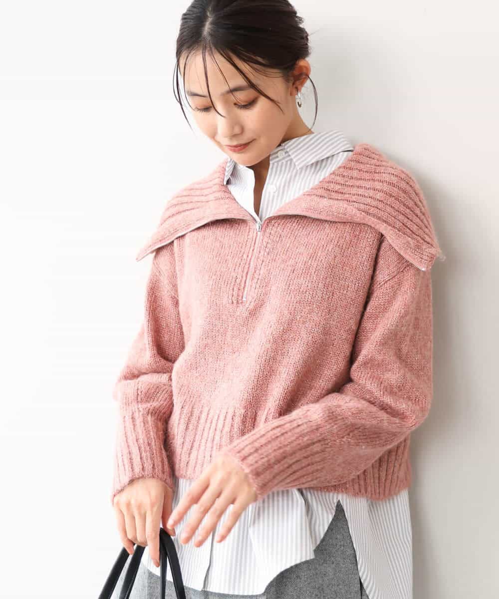 FKFAG52170 MK MICHEL KLEIN(MK ミッシェルクラン) [洗える]ZIPデザインショートニット グレー