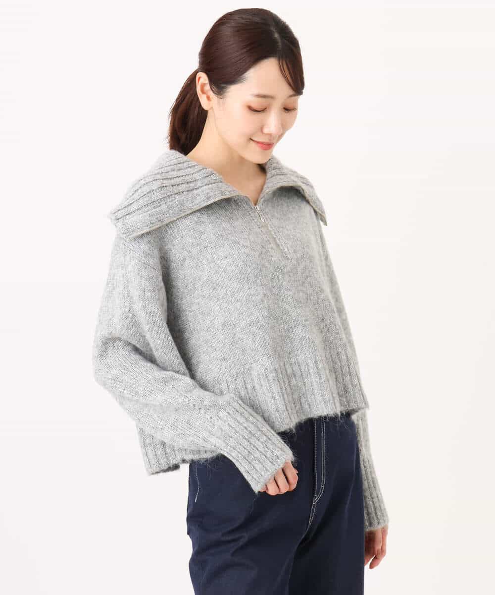 FKFAG52170 MK MICHEL KLEIN(MK ミッシェルクラン) [洗える]ZIPデザインショートニット グレー