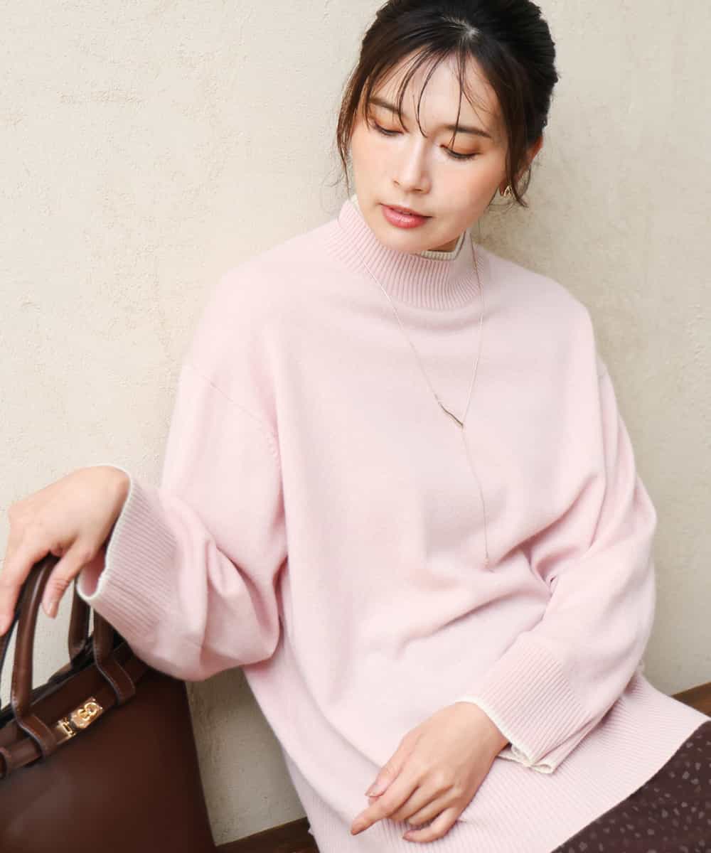 FKFAG54240 MK MICHEL KLEIN(MK ミッシェルクラン) [カシミヤ混/洗える]ハイネックニット ピンク