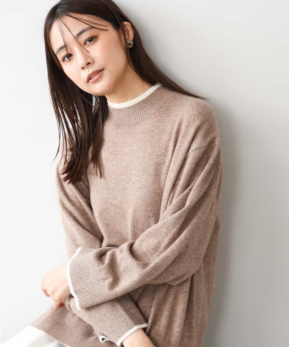 FKFAG54240 MK MICHEL KLEIN(MK ミッシェルクラン) [カシミヤ混/洗える]ハイネックニット ライトブラウン