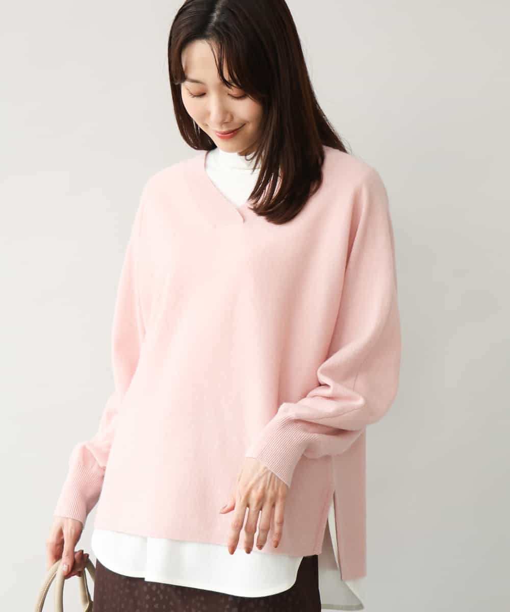 FKFAG55230 MK MICHEL KLEIN(MK ミッシェルクラン) [カシミヤ混/洗える]Vネックニット ピンク