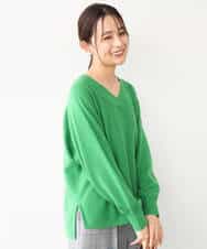 FKFAG55230 MK MICHEL KLEIN(MK ミッシェルクラン) [カシミヤ混/洗える]Vネックニット グリーン