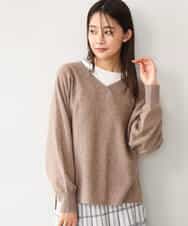 FKFAG55230 MK MICHEL KLEIN(MK ミッシェルクラン) [カシミヤ混/洗える]Vネックニット グリーン