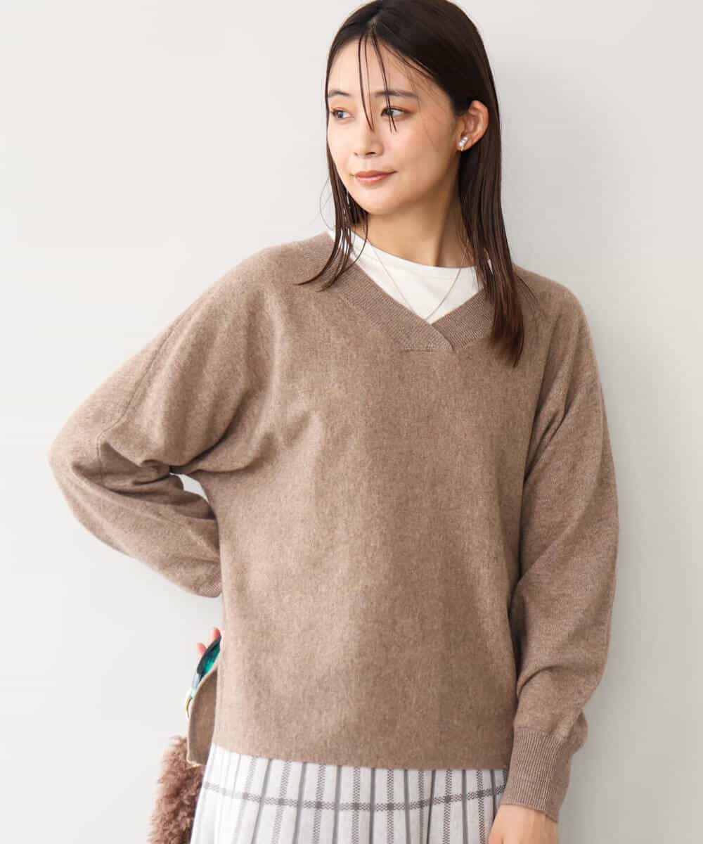 FKFAG55230 MK MICHEL KLEIN(MK ミッシェルクラン) [カシミヤ混/洗える]Vネックニット グリーン