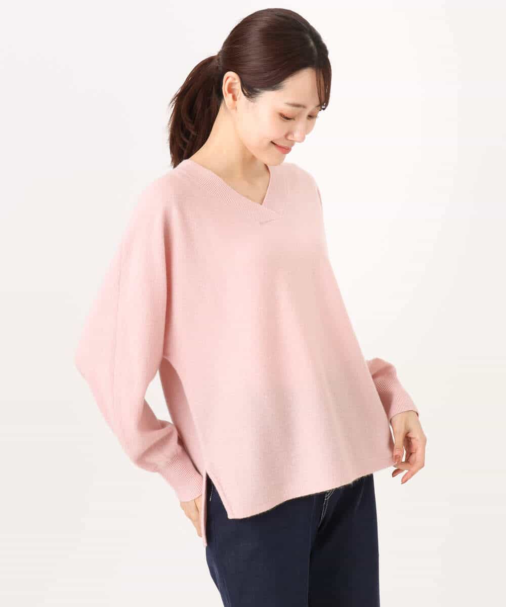 FKFAG55230 MK MICHEL KLEIN(MK ミッシェルクラン) [カシミヤ混/洗える]Vネックニット グリーン