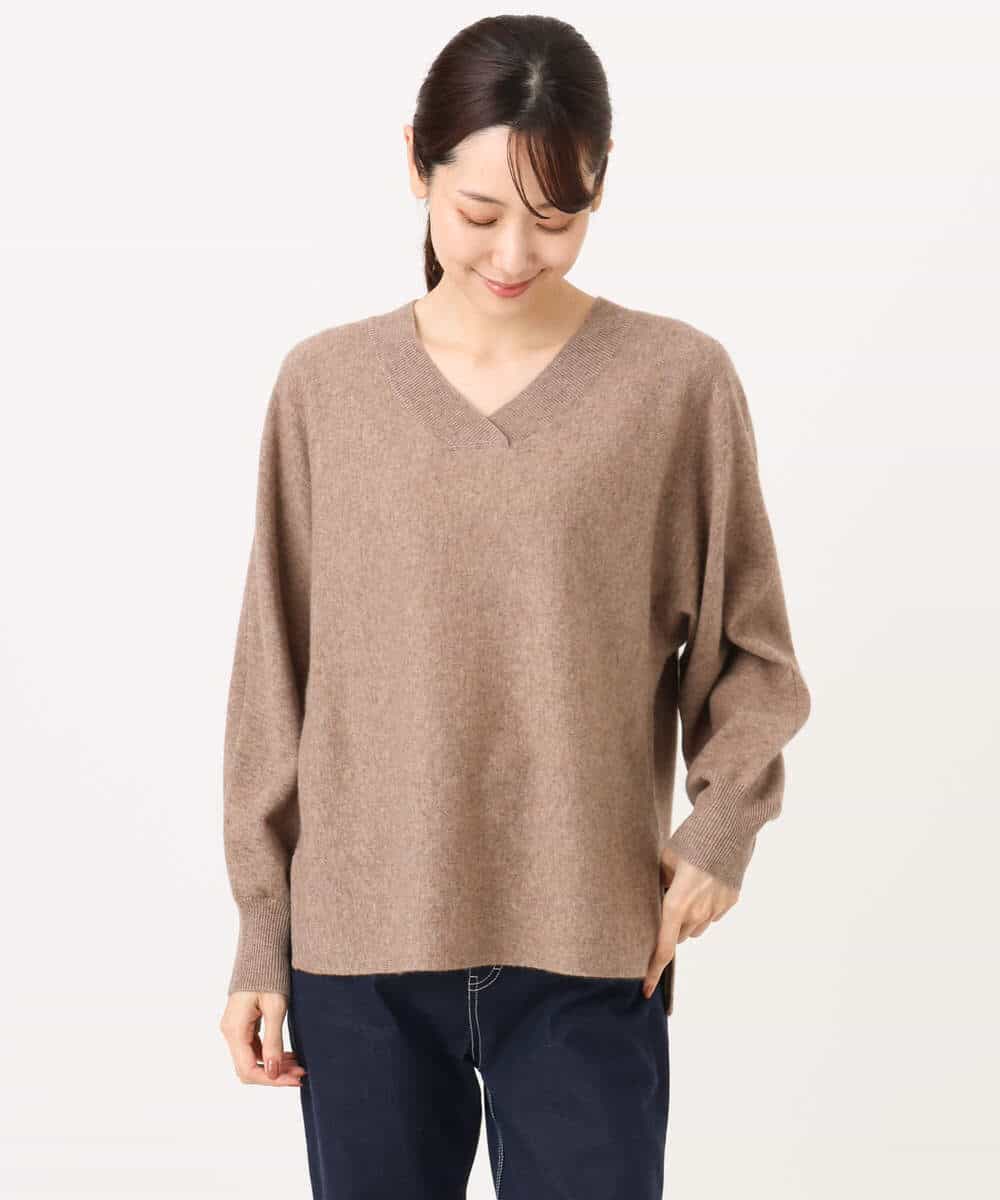 FKFAG55230 MK MICHEL KLEIN(MK ミッシェルクラン) [カシミヤ混/洗える]Vネックニット グリーン