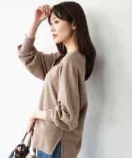 FKFAG55230 MK MICHEL KLEIN(MK ミッシェルクラン) [カシミヤ混/洗える]Vネックニット ライトブラウン