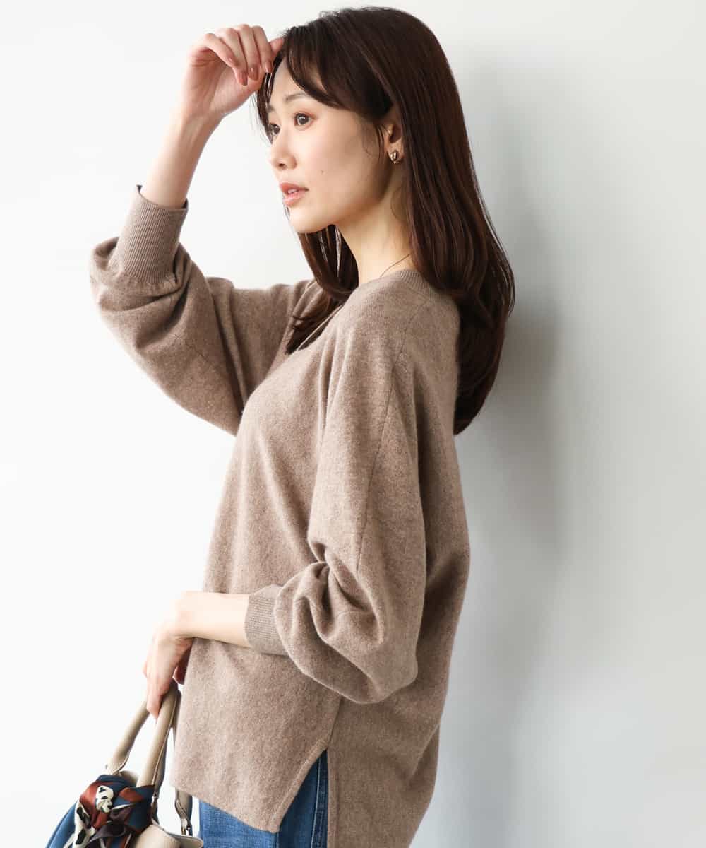 FKFAG55230 MK MICHEL KLEIN(MK ミッシェルクラン) [カシミヤ混/洗える]Vネックニット ライトブラウン