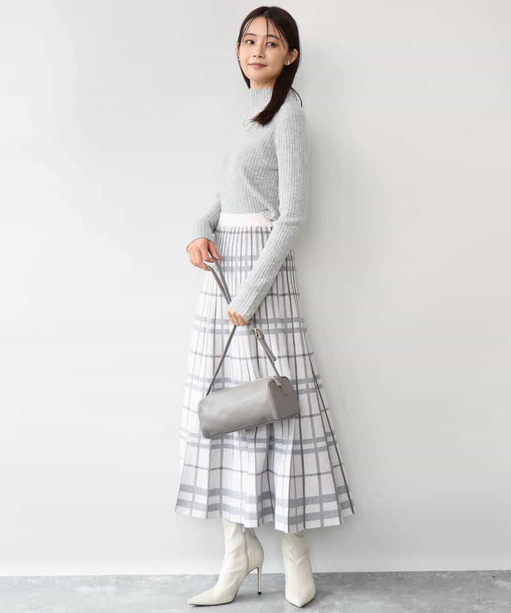 FKFAG56150 MK MICHEL KLEIN(MK ミッシェルクラン) [ウール100/洗える]SUPER FINE WOOLベーシックタートルネックニット グレー