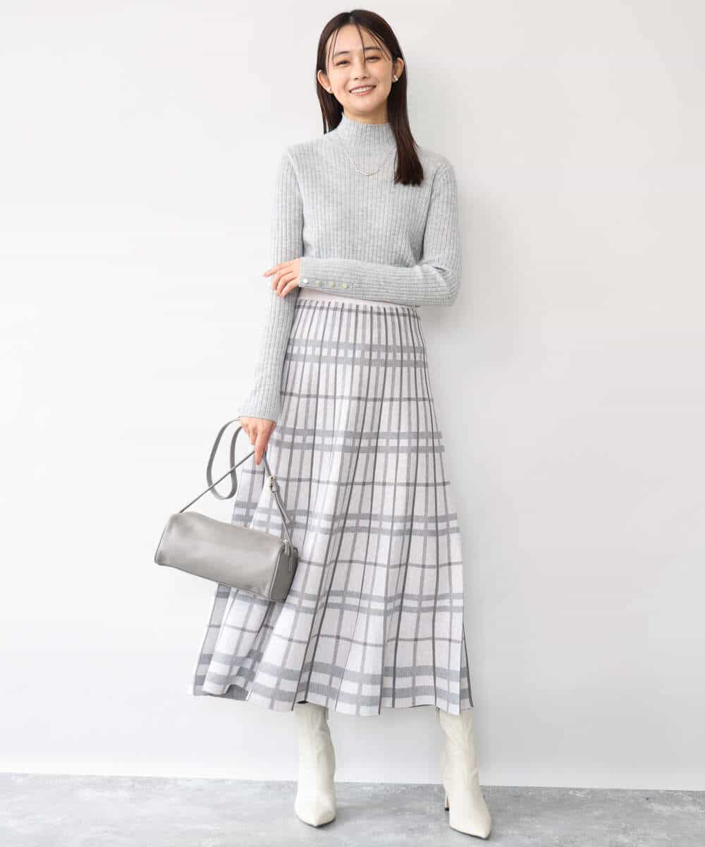 FKFAG56150 MK MICHEL KLEIN(MK ミッシェルクラン) [ウール100/洗える]SUPER FINE WOOLベーシックタートルネックニット グレー