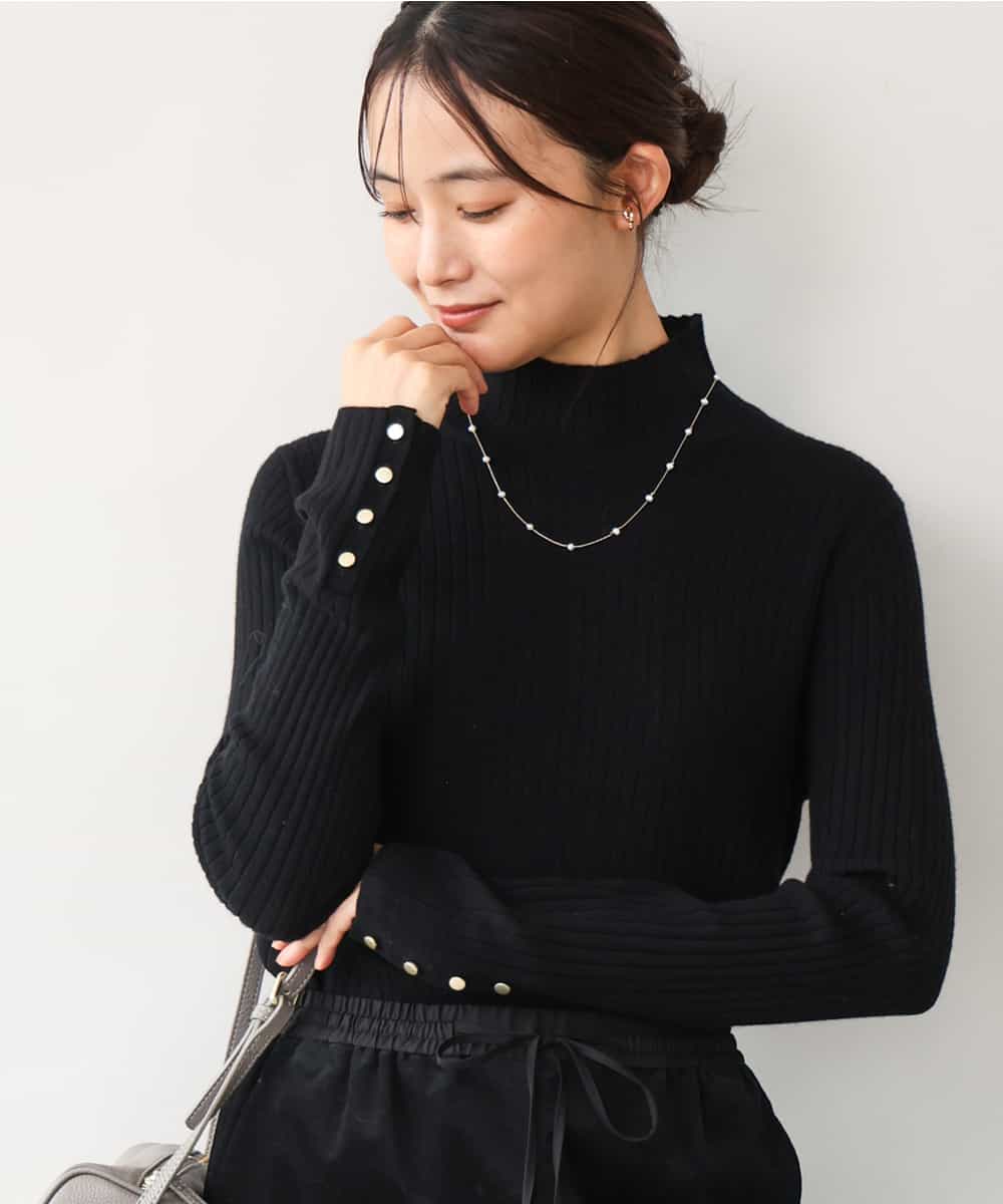 FKFAG56150 MK MICHEL KLEIN(MK ミッシェルクラン) [ウール100/洗える]SUPER FINE WOOLベーシックタートルネックニット ブラック