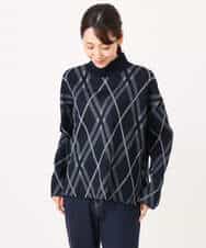 FKFAG58160 MK MICHEL KLEIN(MK ミッシェルクラン) [洗える]バイアスチェック柄ニットプルオーバー グレージュ