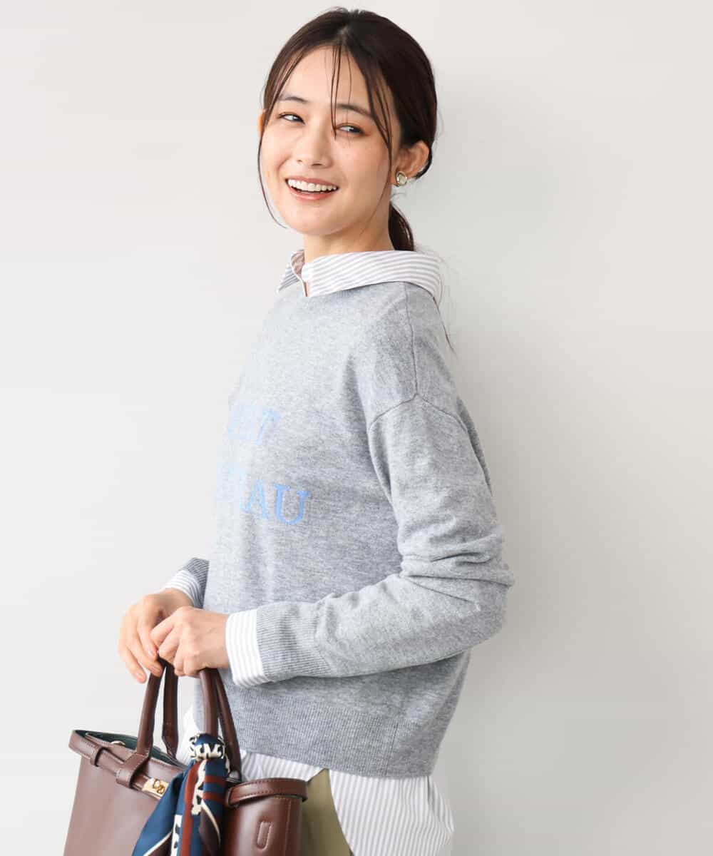 FKFAG59140 MK MICHEL KLEIN(MK ミッシェルクラン) [前後2way/洗える]ロゴ入りウール混ニット グレー