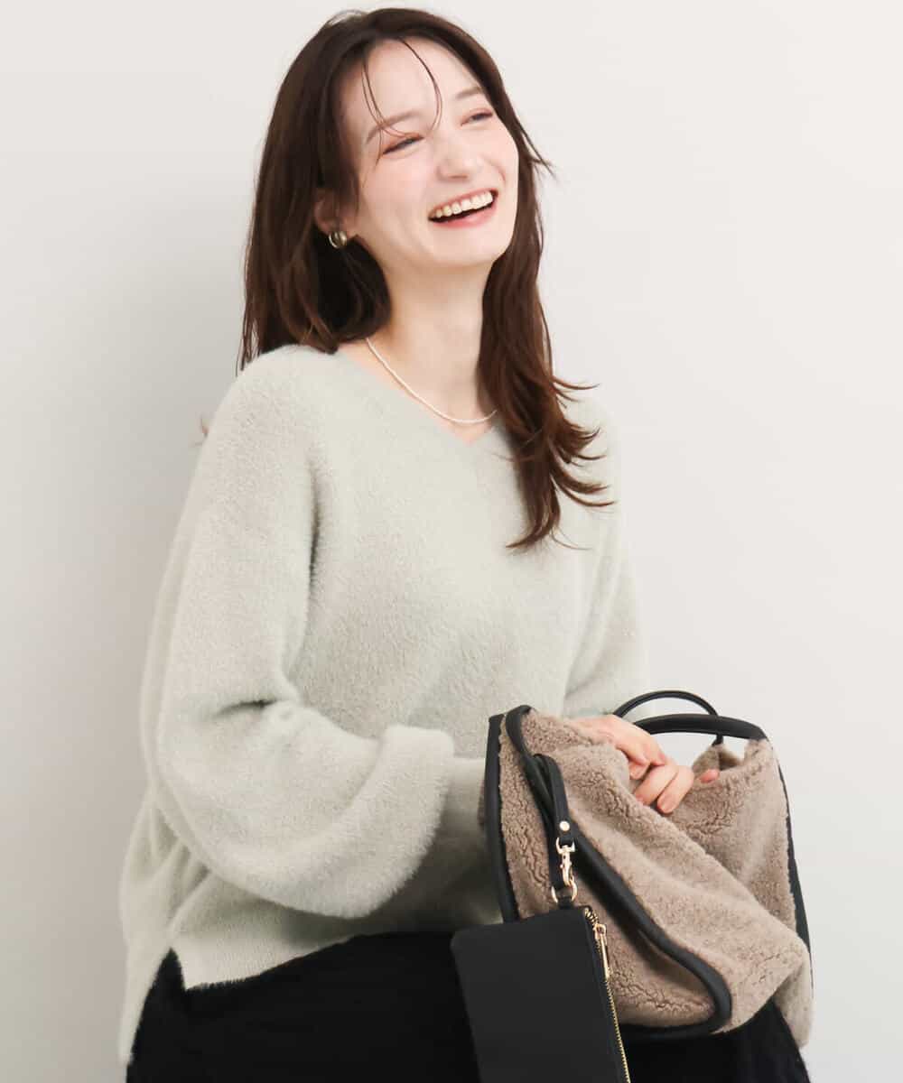 FKFAG60140 MK MICHEL KLEIN(MK ミッシェルクラン) [洗える]ショートシャギーラメニット コーラル