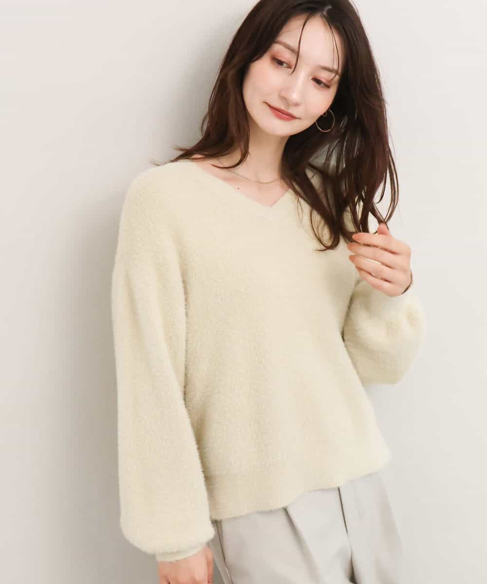 FKFAG60140 MK MICHEL KLEIN(MK ミッシェルクラン) [洗える]ショートシャギーラメニット コーラル