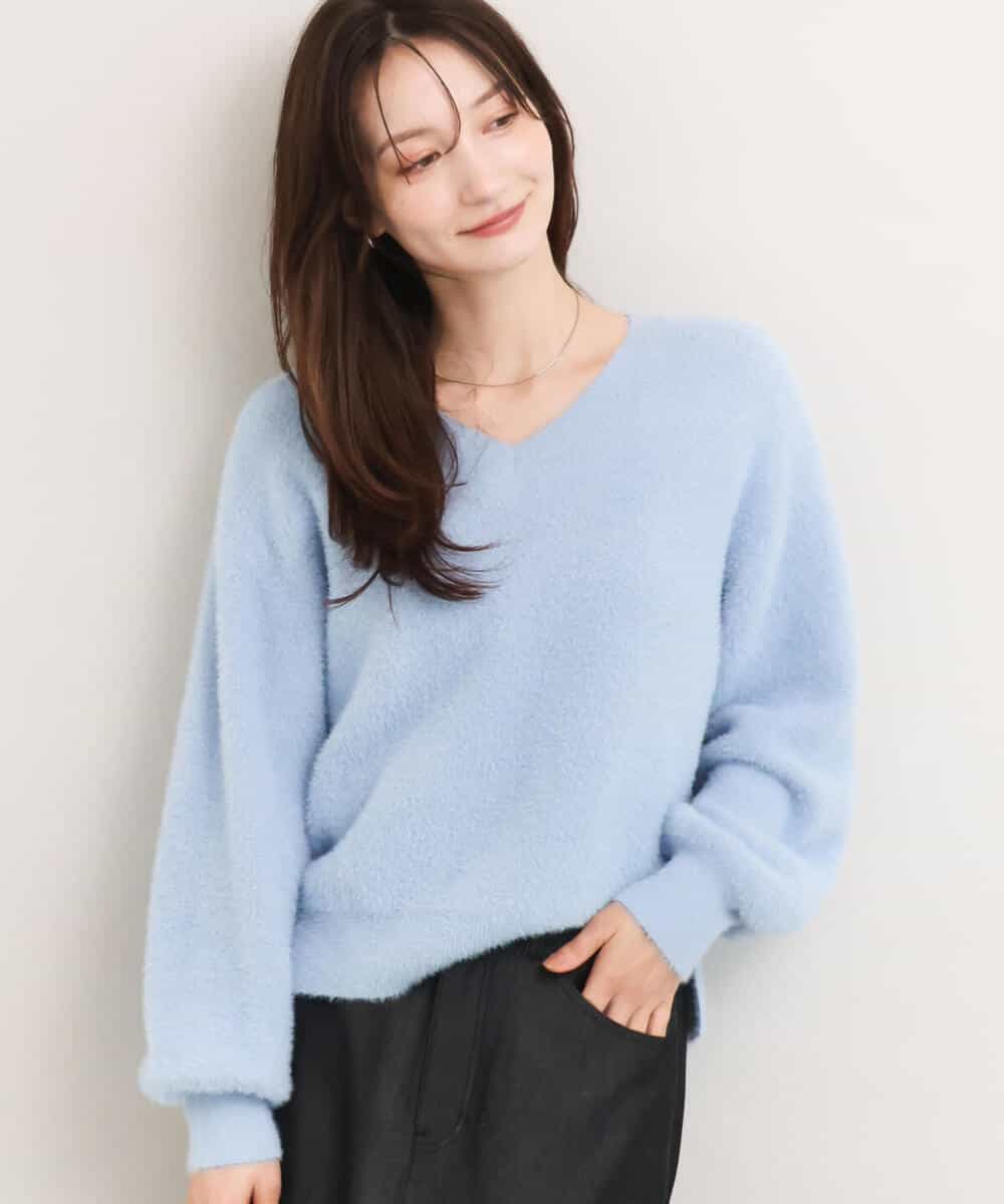 FKFAG60140 MK MICHEL KLEIN(MK ミッシェルクラン) [洗える]ショートシャギーラメニット コーラル