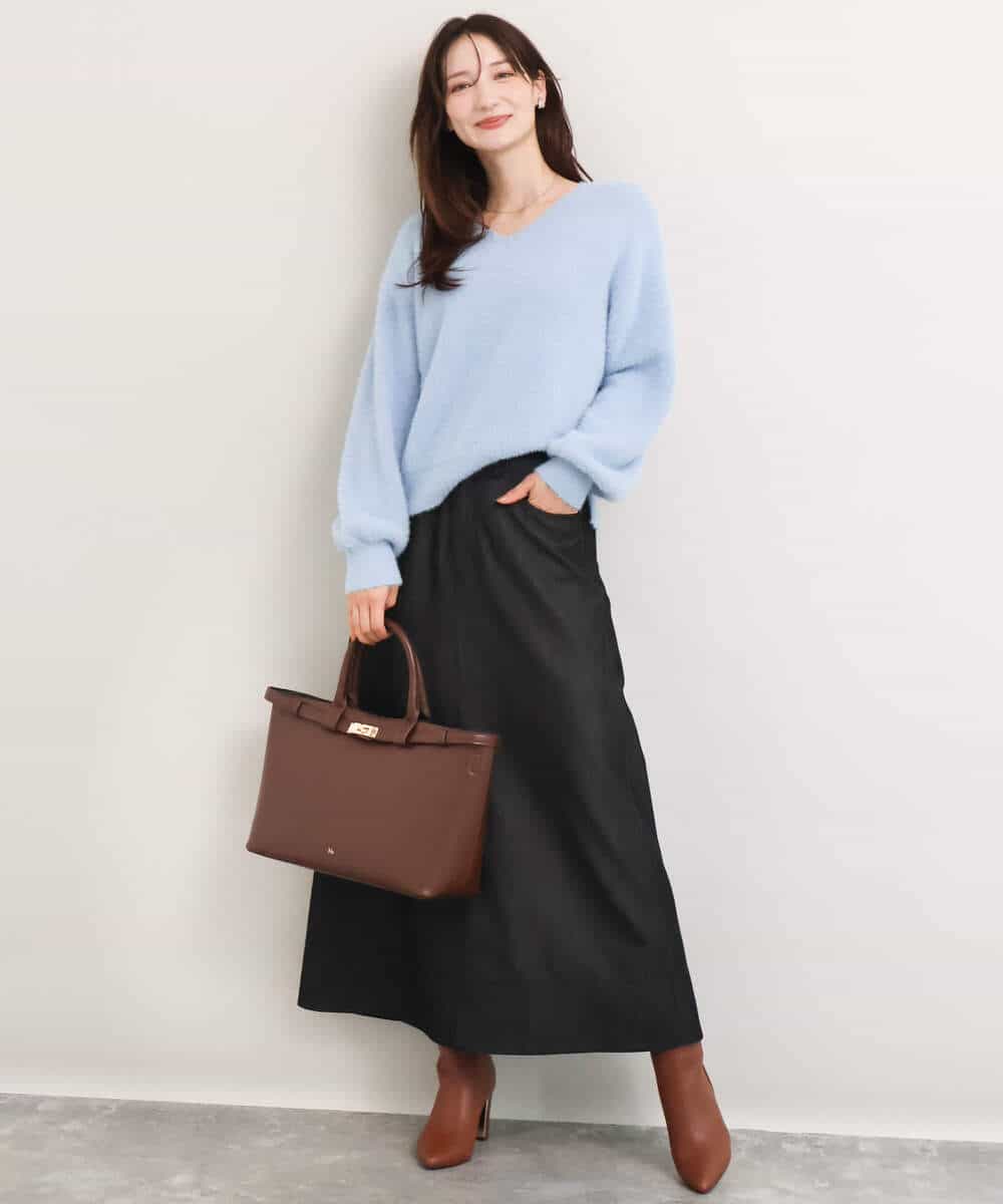 FKFAG60140 MK MICHEL KLEIN(MK ミッシェルクラン) [洗える]ショートシャギーラメニット コーラル