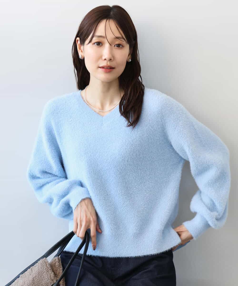FKFAG60140 MK MICHEL KLEIN(MK ミッシェルクラン) [洗える]ショートシャギーラメニット コーラル
