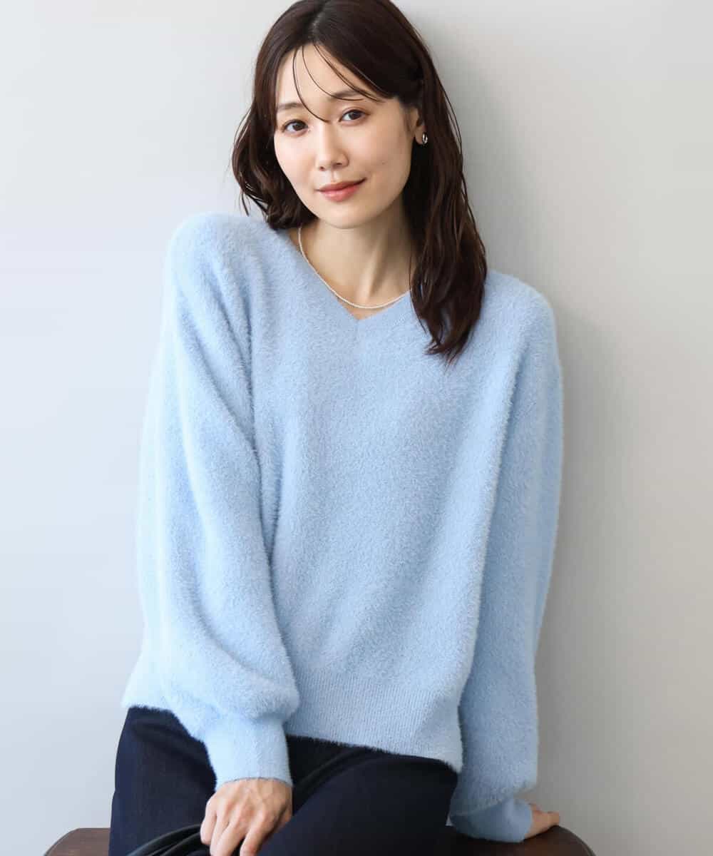 FKFAG60140 MK MICHEL KLEIN(MK ミッシェルクラン) [洗える]ショートシャギーラメニット コーラル