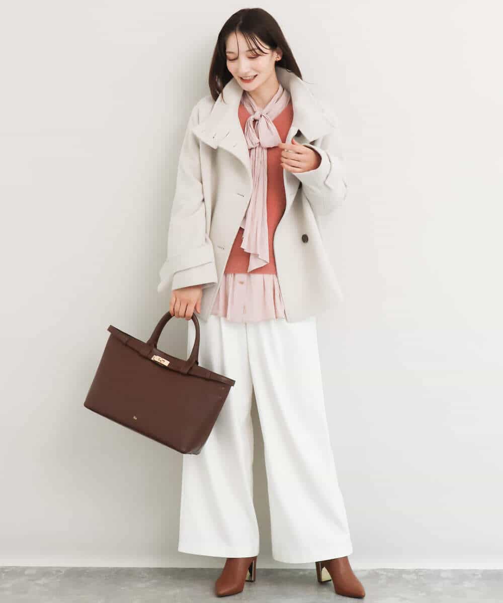 FKFAG60140 MK MICHEL KLEIN(MK ミッシェルクラン) [洗える]ショートシャギーラメニット コーラル
