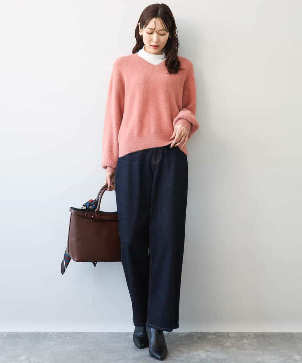 FKFAG60140 MK MICHEL KLEIN(MK ミッシェルクラン) [洗える]ショートシャギーラメニット コーラル