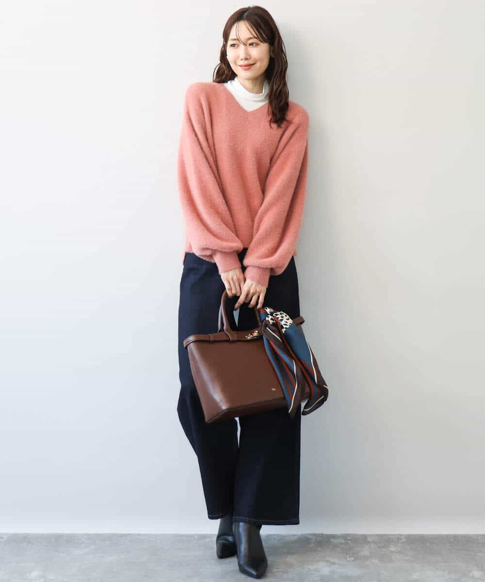 FKFAG60140 MK MICHEL KLEIN(MK ミッシェルクラン) [洗える]ショートシャギーラメニット コーラル
