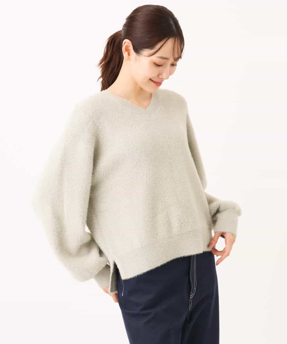 FKFAG60140 MK MICHEL KLEIN(MK ミッシェルクラン) [洗える]ショートシャギーラメニット コーラル